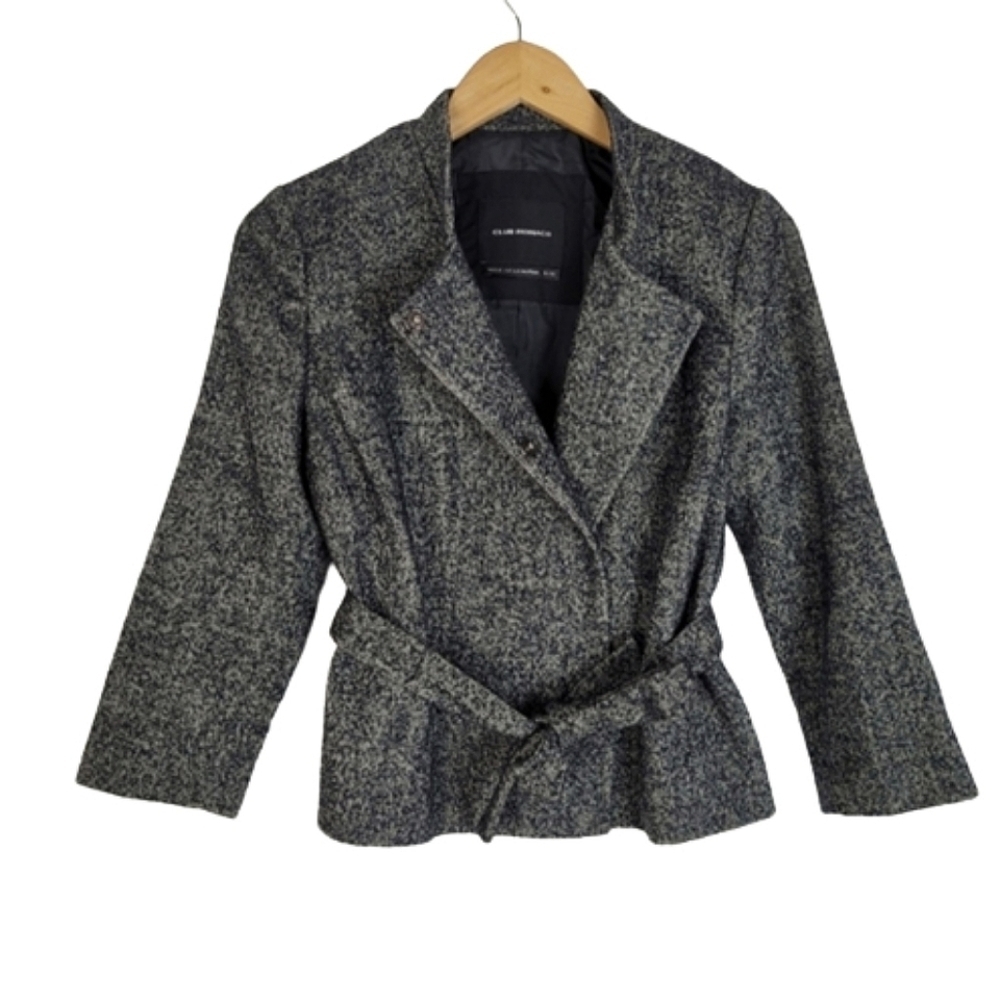 Club Monaco hounds tooth wool belted blazer coat